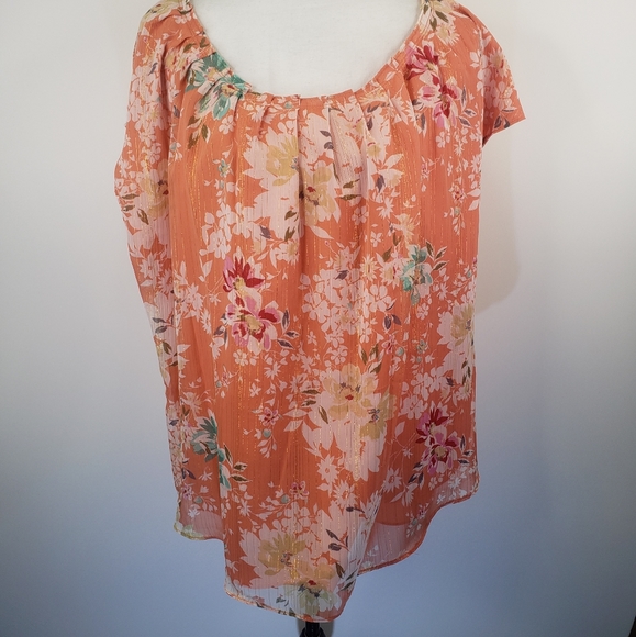 NEW LC Lauren Conrad Plus Size Top Peach 1X Blouse - Picture 3 of 11